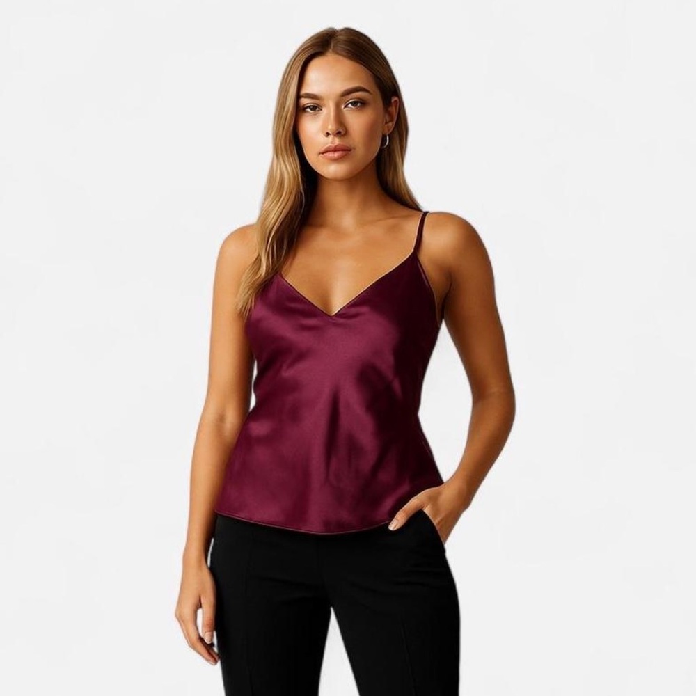 Burgundy Camisole Top - 100% SILK